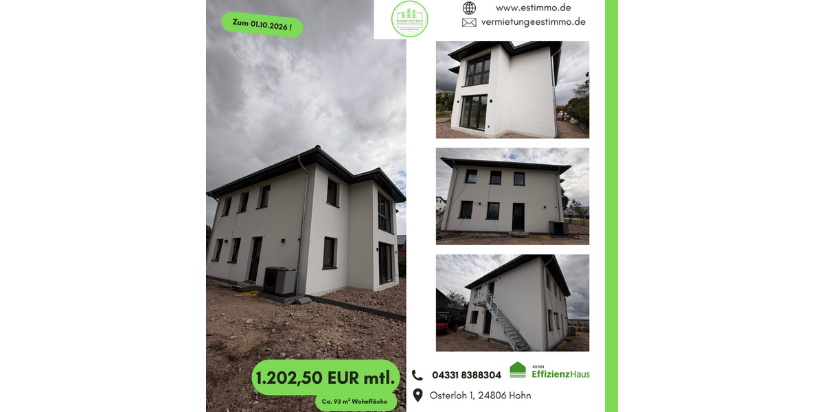 Etagenwohnung Hohn - 3 Zimmer, 93 m&sup2;, 1.203&euro; | Angebot:27235266